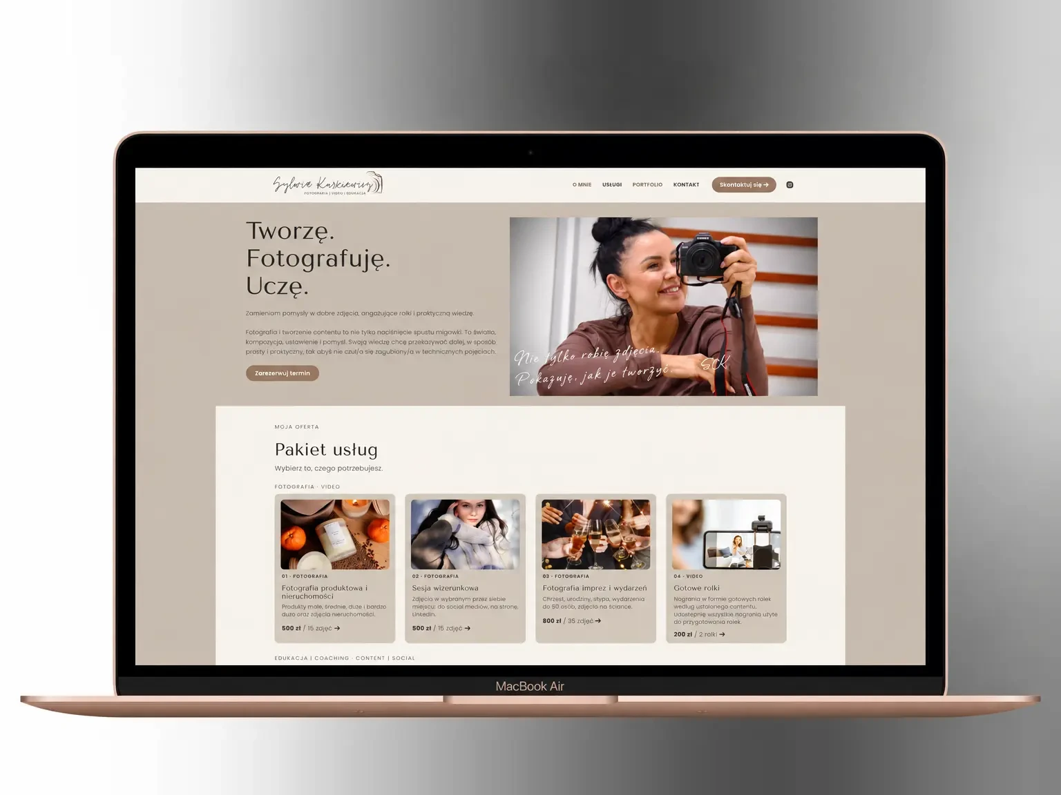 Strona marki osobistej fotografki Sylwii Kurkiewicz – projekt Onlinowo
